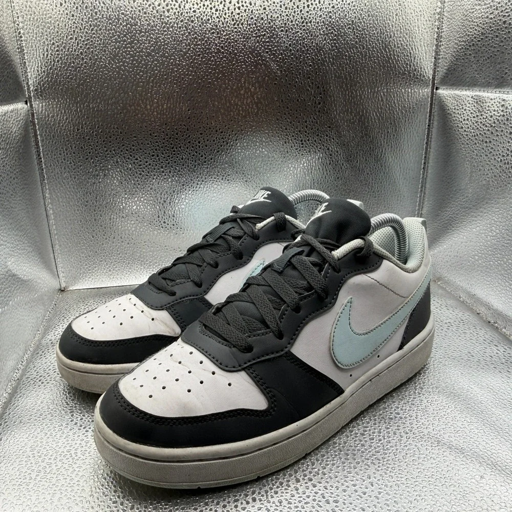 Size 6Y Nike Court Borough Low Anthracite White Blue Kids Sneakers HQ3258-060‎